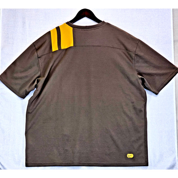 Nike Vintage Men's Shirt Brown and Yellow Stripe Soccer 90s Y2K Size XXL Top - Picture 2 of 9